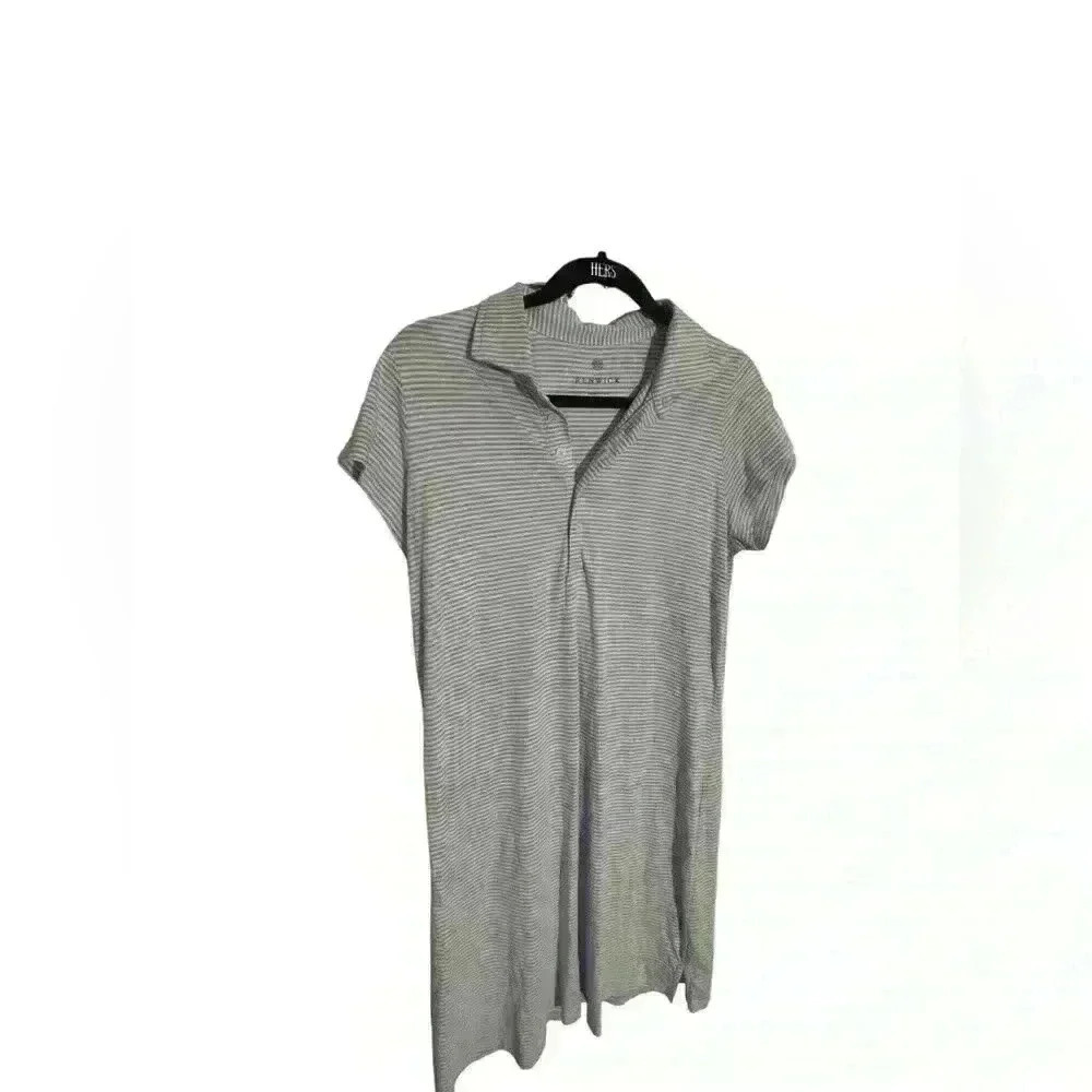 Renwick Polo Dress Striped M Pima Cotton Two Small Pin Holes On The Collar